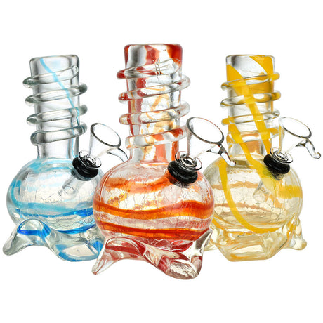 Calm Ascent Soft Glass Water Pipes in Vibrant Blue, Red, Yellow Colors - Front View