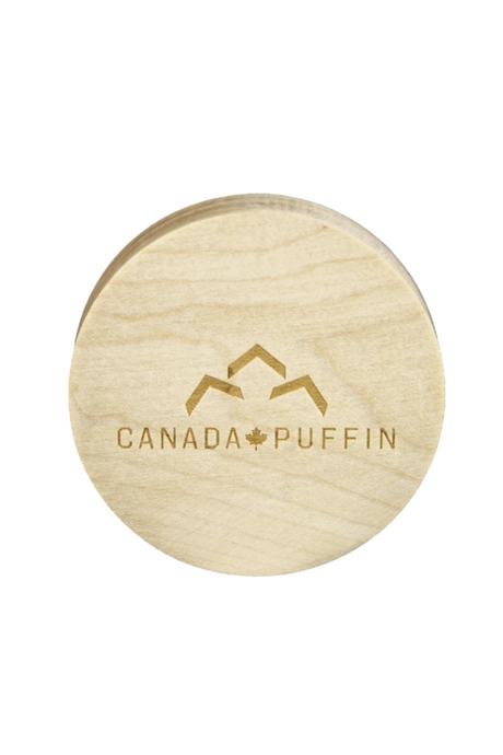 Canada Puffin Jasper Storage Jar - Wooden Lid with Logo - Top View