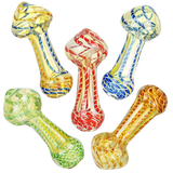 Assorted Candy Sky Swirled Glass Spoon Pipes in vibrant colors, compact 4.25" length, borosilicate glass