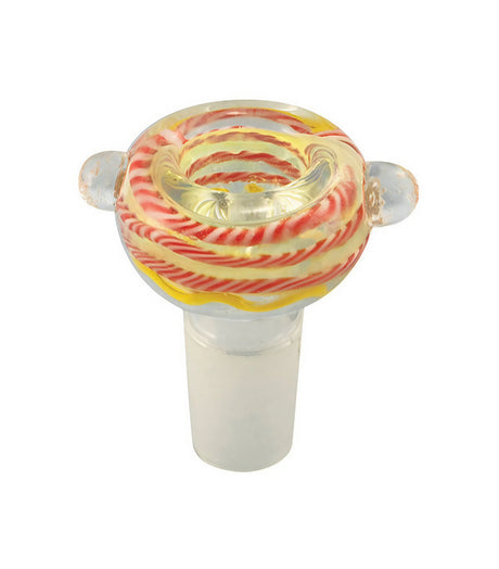 Candy Stripe Worked Boro Glass Bowl for Bongs, 18-19mm, Top View
