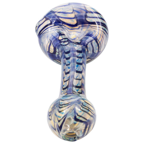 LA Pipes Candy Swirl Glass Spoon Pipe with Fumed Color Changing Design, Front View