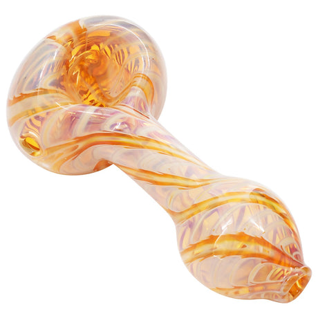 LA Pipes Candy Swirl Glass Spoon Pipe in Ivory with Fumed Color Changing Design, Portable and Compact