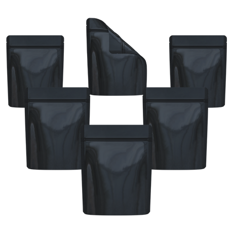 Cannaline Smell Proof Mylar Bags | Black Glossy Solid | 50pc Set