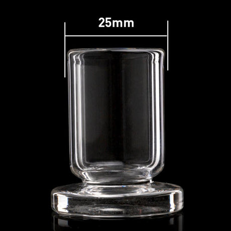 The Stash Shack Carb Cap Holder front view on a black background with dimensions displayed