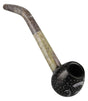 Carved Stone Pipe with OM Symbol, Portable Spoon Design, 6" Side View