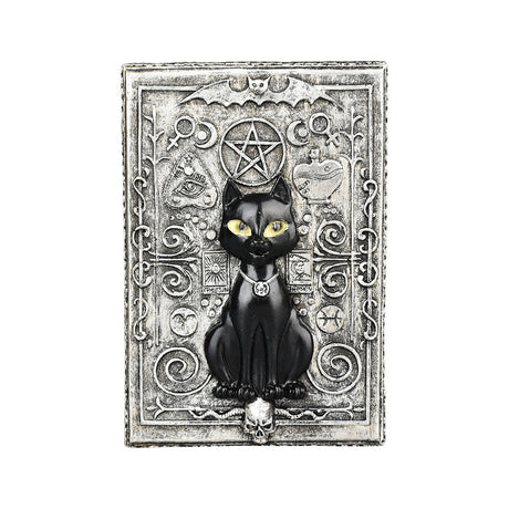 Polyresin Cat Tarot Stash Box 3.75"x5.5" with Mystical Engravings - Front View