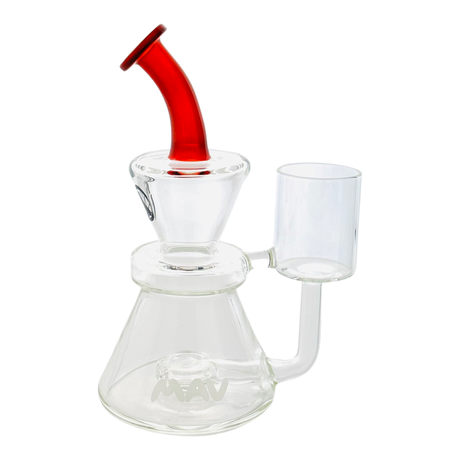 MAV PRO Catalina Proxy Rig in Blood Red Over Icy White Satin with Clear Glass Bowl - Side View