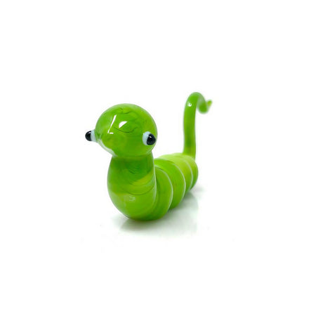 AFM Glass Cute Green Caterpillar Dabber for Concentrates, Handmade Borosilicate - Front View