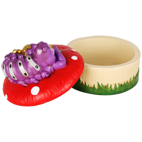 Caterpillar Mushroom Polyresin Trinket Box | 3.5"x4.5"