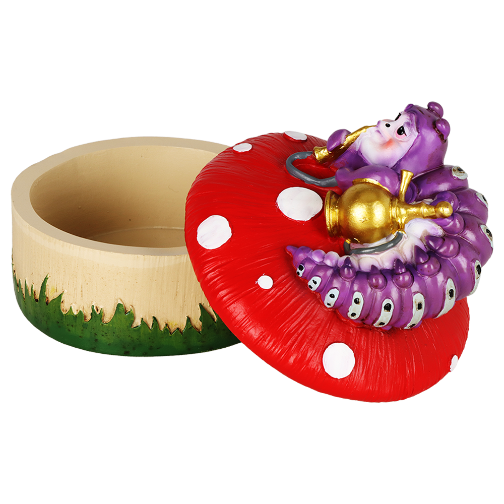 Caterpillar Mushroom Polyresin Trinket Box | 3.5"x4.5"