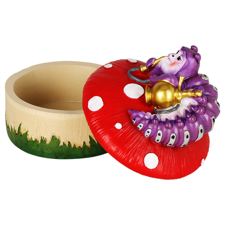 Caterpillar Mushroom Polyresin Trinket Box | 3.5"x4.5"