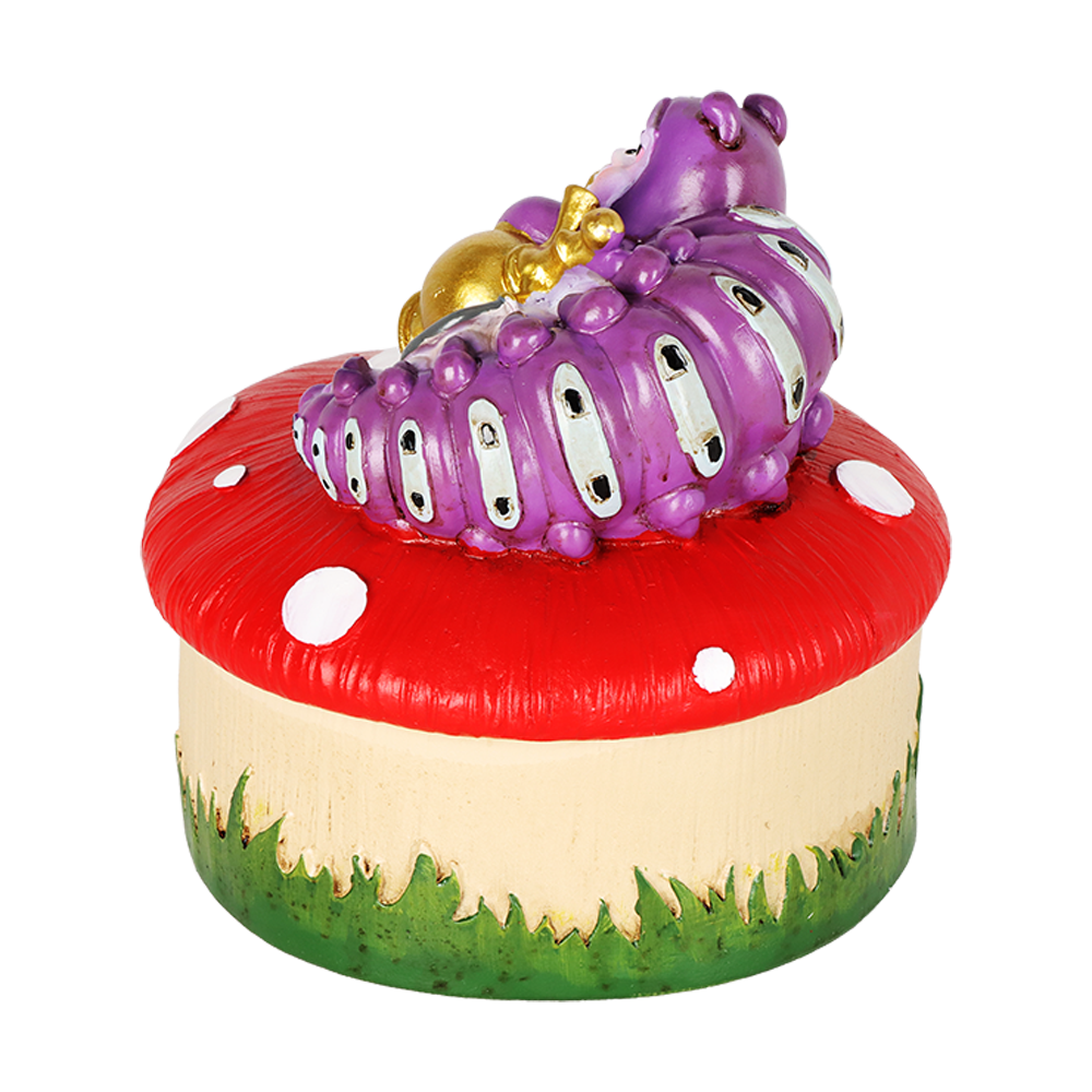 Caterpillar Mushroom Polyresin Trinket Box | 3.5"x4.5"