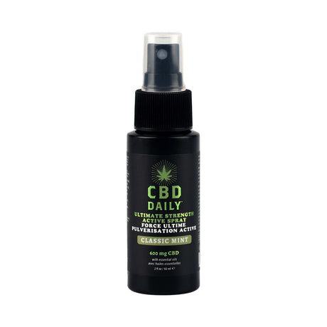 CBD Daily Ultimate Strength Active Spray, 2oz with 600mg CBD, Classic Mint, Front View