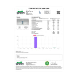 Certificate of Analysis for CBD Living Freeze with 300mg CBD concentration, front view
