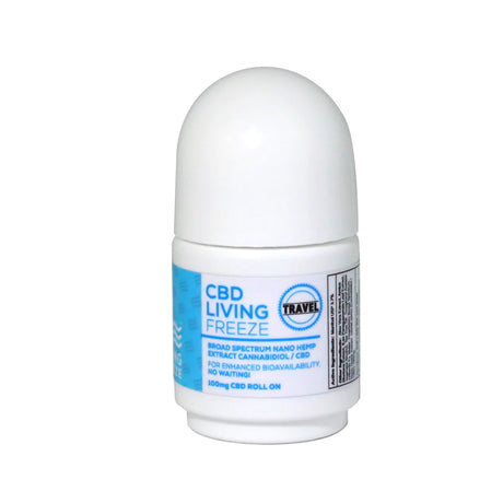 CBD Living Travel Freeze Gel 1 oz - Front View of 12 Pack Roll-On for Easy Application