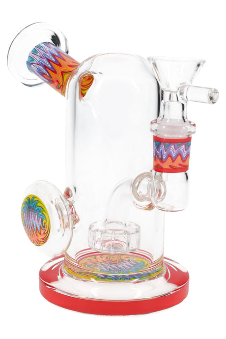 Reverse Stemless Glass Mini Bong “Ripple Swirl” – Showerhead Perc – 5″