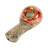 Celebration Pipes Lavastoneware Hand Pipe in Panama Red - Top View with Stone Texture
