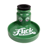Ceramic 2 in 1 Airtight Stashtray with "F*ck I'm High" print - Front View