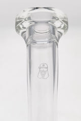 Close-up of Thick Ass Glass CG420 7" Puck Bong 6 Hole Showerhead Percolator, 18MM Male, Clear View