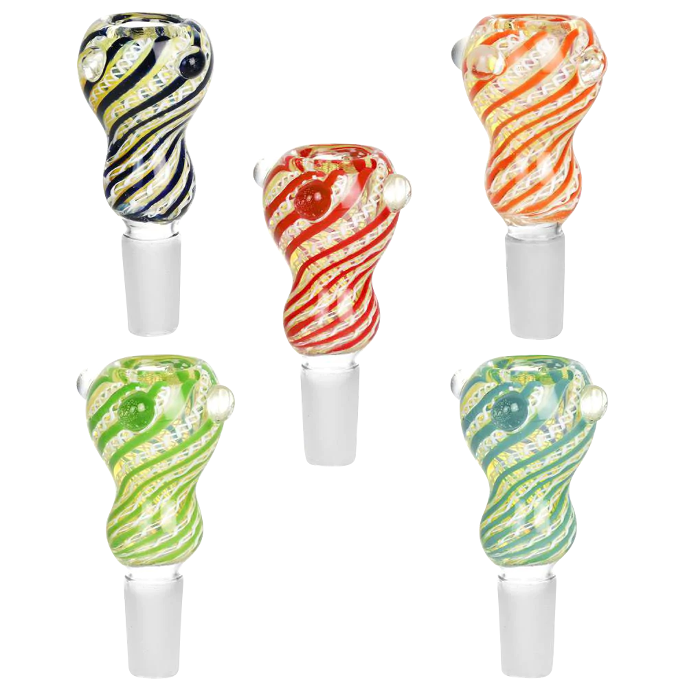 Chain Twist Gourd Glass Marble Grip Herb Slides in assorted colors with borosilicate glass