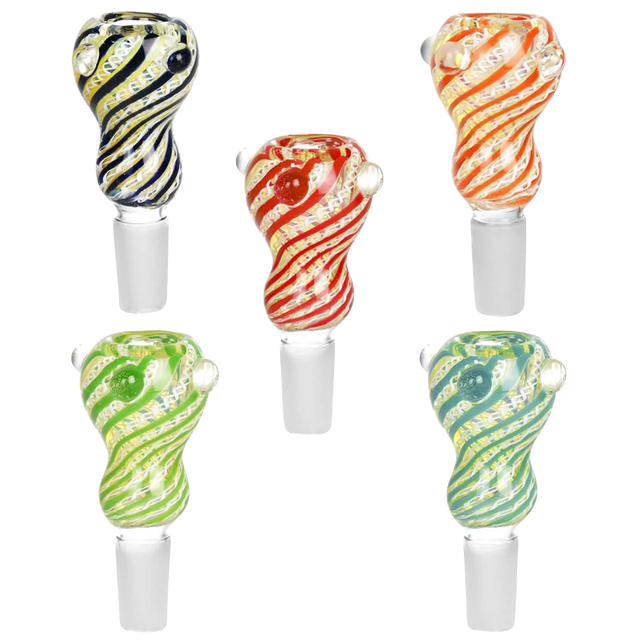 Chain Twist Gourd Glass Marble Grip Herb Slides in assorted colors with borosilicate glass