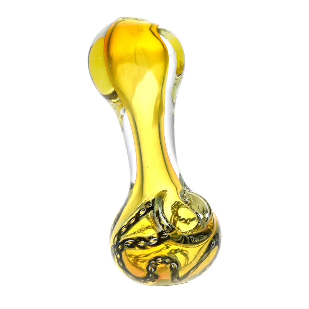 Chains of Binding Glass Spoon Pipe, Compact 4" Borosilicate, Front View on White