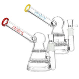 Chakra Honeycomb Sidecar Water Pipe with 14mm Female Joint, Borosilicate Glass, Front and Angle View