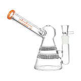 Chakra Honeycomb Sidecar Water Pipe with 14mm Female Joint, Borosilicate Glass, Side View