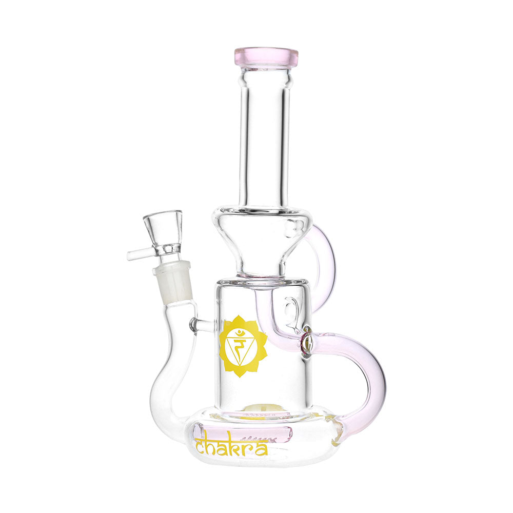 Chakra Recycler Water Pipe, 7.75" tall, 14mm female joint, with Borosilicate Glass, front view