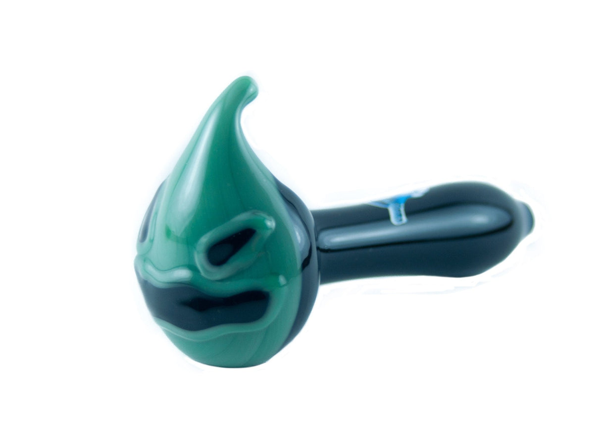 Chameleon Glass Boogeyman Hand Pipe in Borosilicate, 5" Length, Side View on White Background
