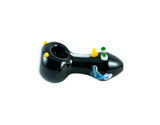 Chameleon Glass Chilly Willy hand pipe, black borosilicate glass, USA made, top view