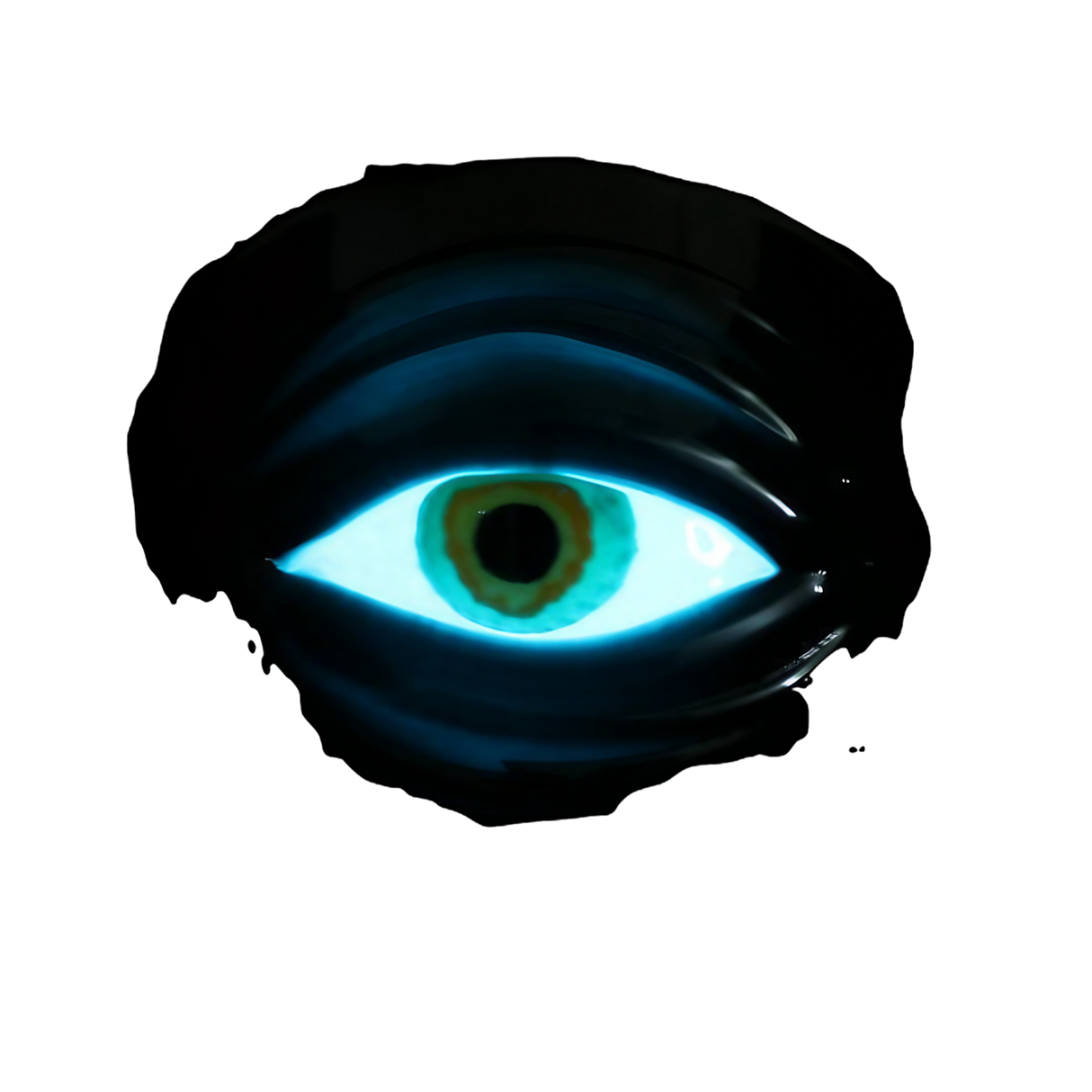 Chameleon Glass Cyclops Pipe glowing in dark, 5" Borosilicate Glass, unique eye design