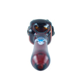 Chameleon Glass Amber Domo Hand Pipe Top View with Intricate Borosilicate Design