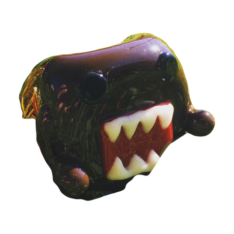 Chameleon Glass Domo Hand Pipe in Amber, Borosilicate Glass, Outdoor Grass Background