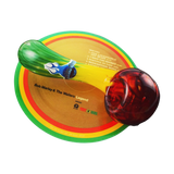 Chameleon Glass Dubdancer Sherlock Pipe with vibrant color design on vinyl record background