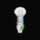 Chameleon Glass Firefly Vortex Pipe that glows in the dark, front view on a black background