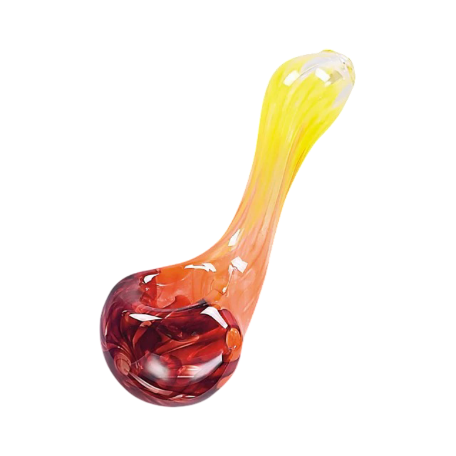 Chameleon Glass Flamethrower Sherlock Hand Pipe in Borosilicate, Red Color, Side View