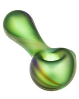 Chameleon Glass Northern Lights Spoon Pipe in Green with Thick Glass - Top View