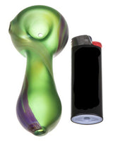Chameleon Glass Northern Lights Spoon Pipe with Heavy Wall Thickness and Lighter