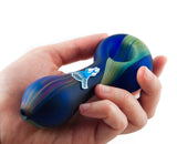 Chameleon Glass Northern Lights Spoon Pipe held in hand showcasing thick glass design