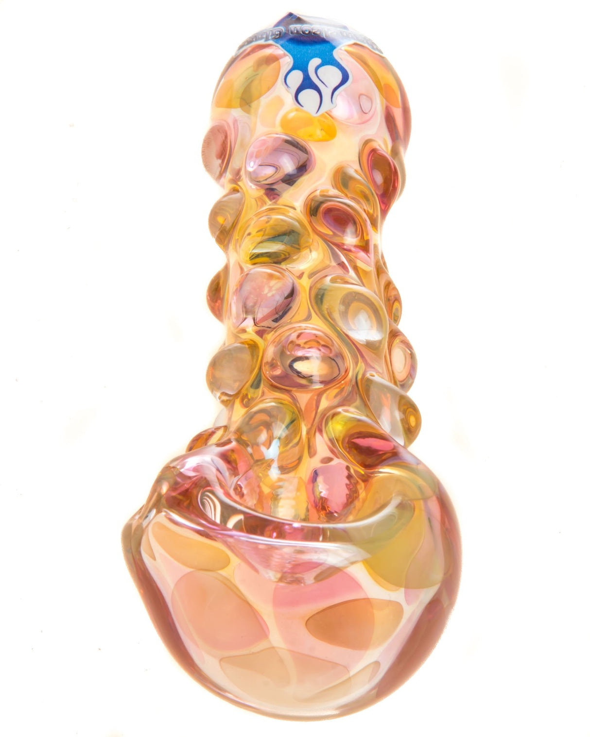 Chameleon Glass Rocky Road Hand Pipe with Colorful Swirls - Front View