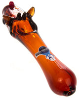 Chameleon Glass Rudolph Themed Hand Pipe in Borosilicate Glass, Side View on White