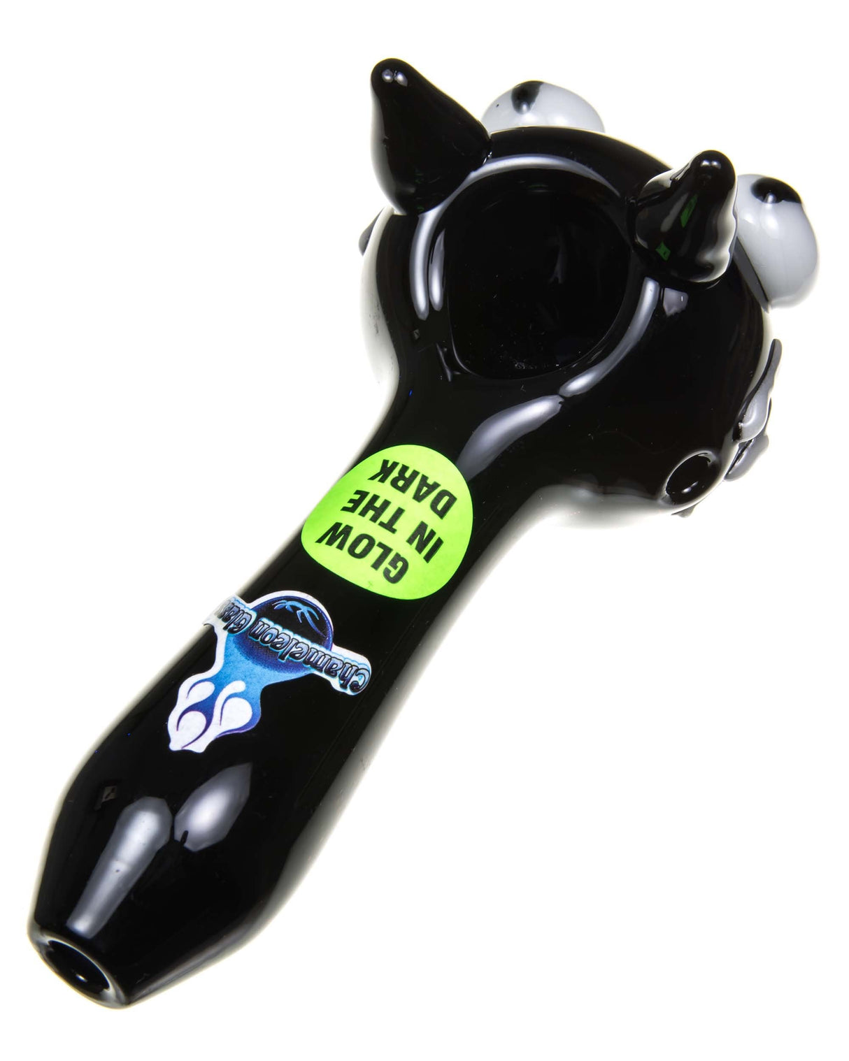 Chameleon Glass Scratchy Glow in the Dark Pipe, Borosilicate, Top View
