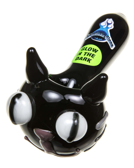 Chameleon Glass Scratchy Glow in the Dark Pipe, Borosilicate Glass, Front View