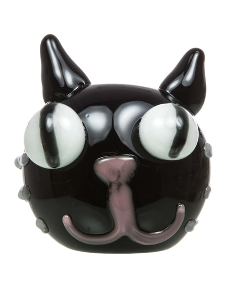Chameleon Glass Scratchy Pipe with Glow in the Dark Eyes, Borosilicate, Front View