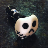 Chameleon Glass Skellington Hand Pipe with Glow in the Dark Feature, Angled View
