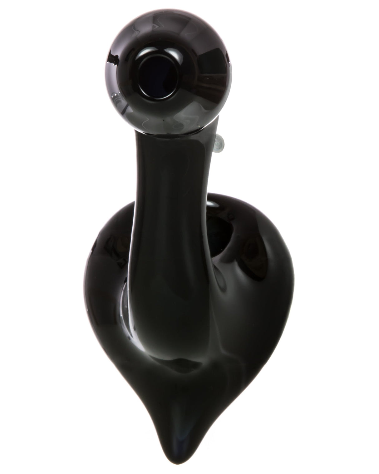 Chameleon Glass Slyme Phantom Sherlock Pipe in glossy black, front view on white background