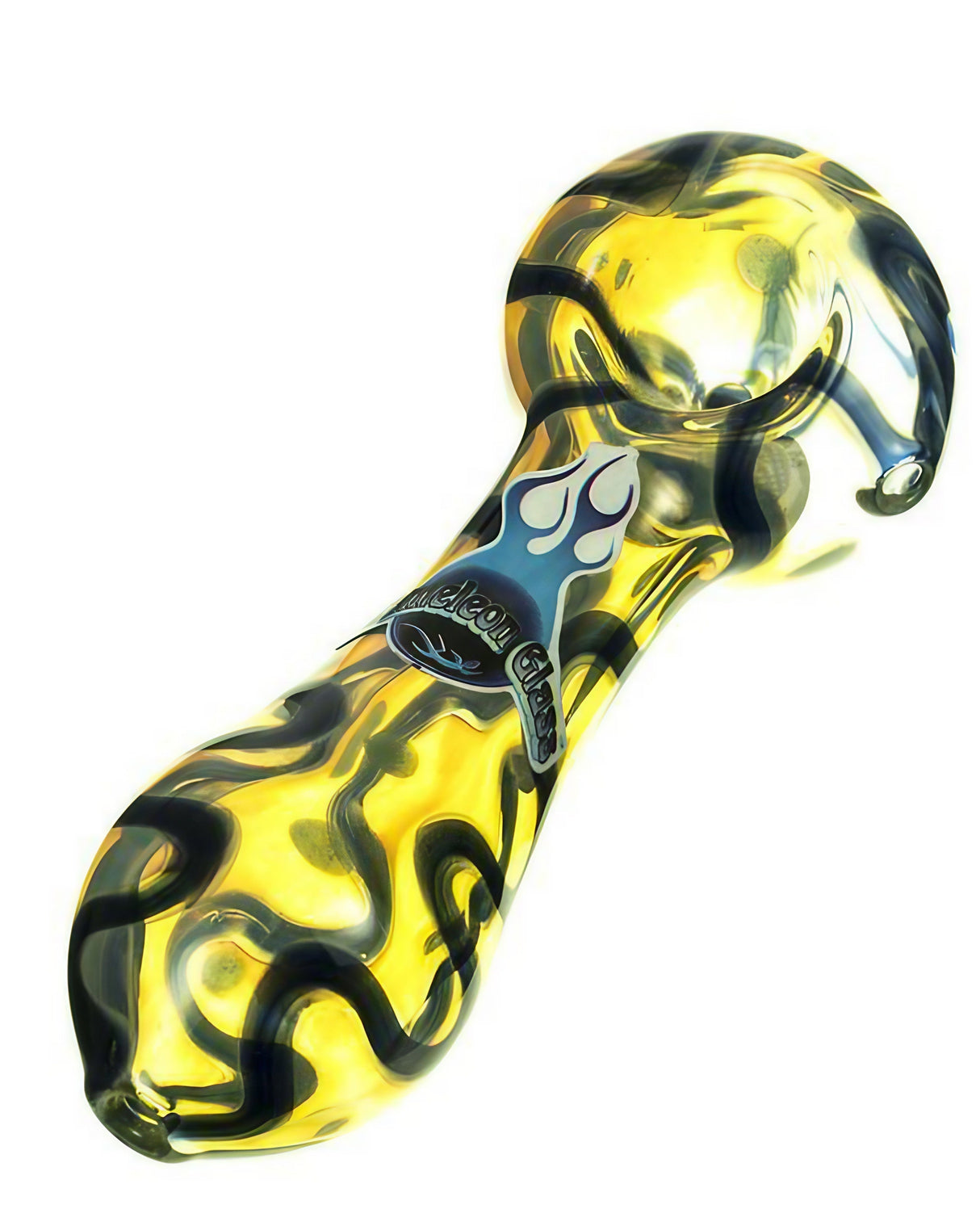 Chameleon Glass Smear Pipe, compact borosilicate glass hand pipe for dry herbs, side view