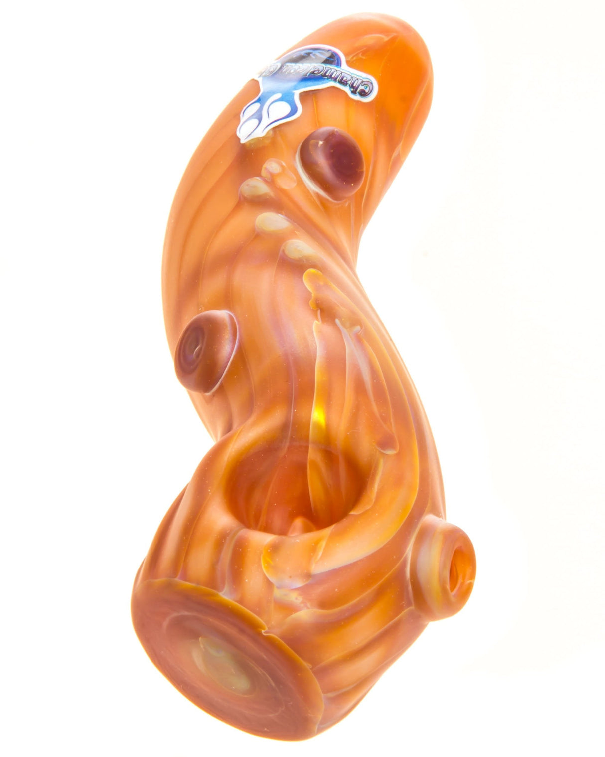 Chameleon Glass Smoking Tree Pipe in Borosilicate Glass, Small Size, Front View