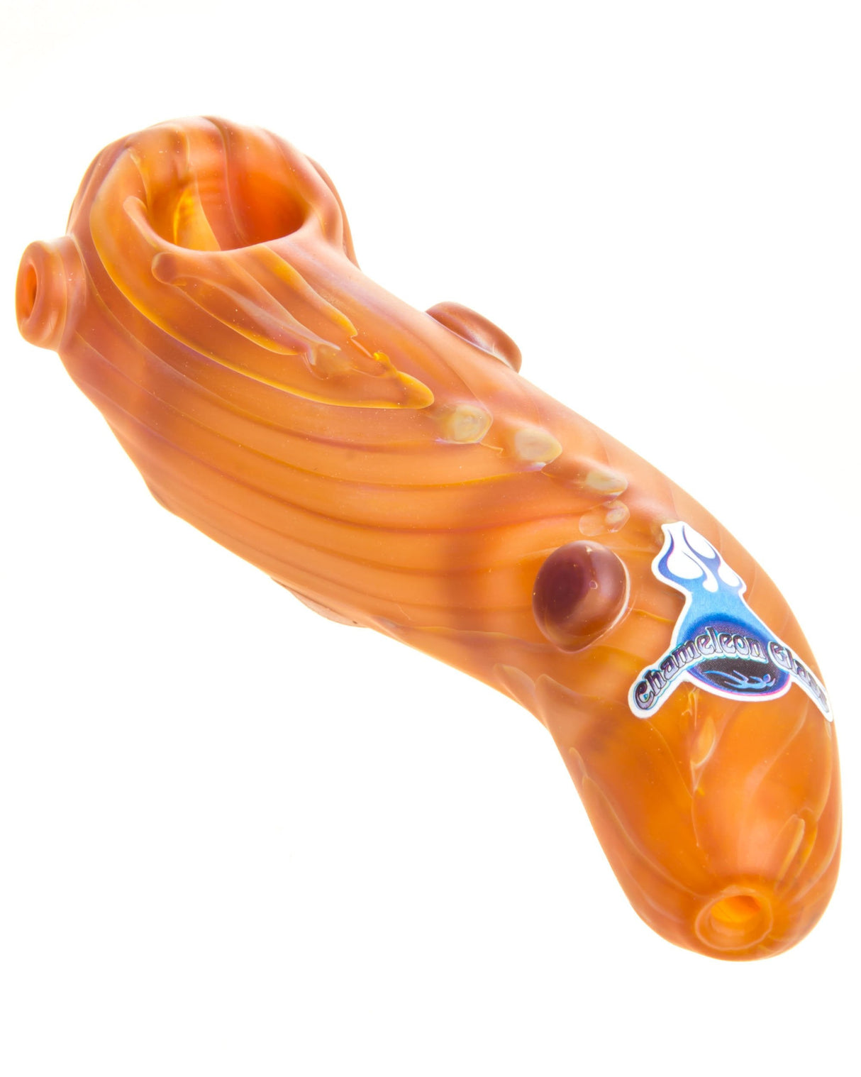 Chameleon Glass Smoking Tree Pipe in Borosilicate Glass, Small Size, Angled Side View